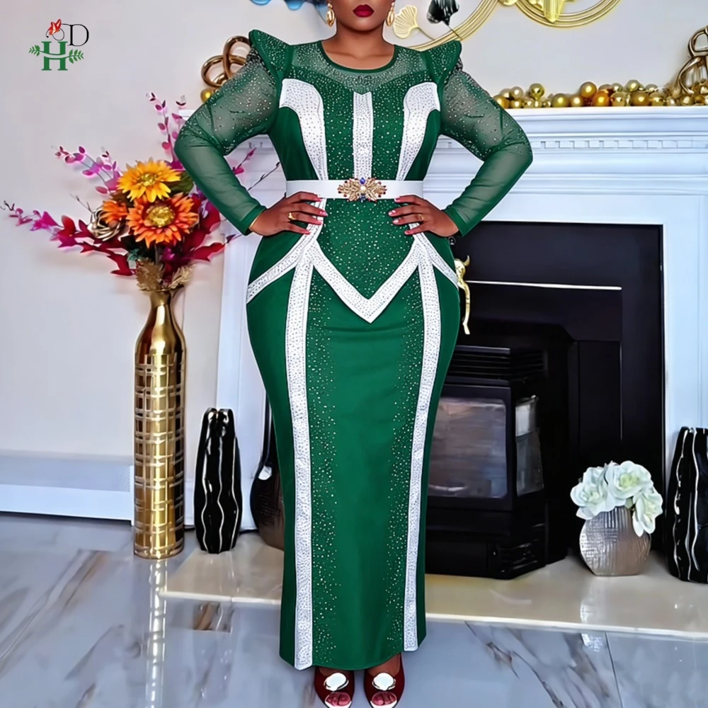 

H&D 2026 New Fashion African Party Dresses For Women Sequin Wedding Evening Gown Plus Size Elegant Turkey Christmas Maxi Dress