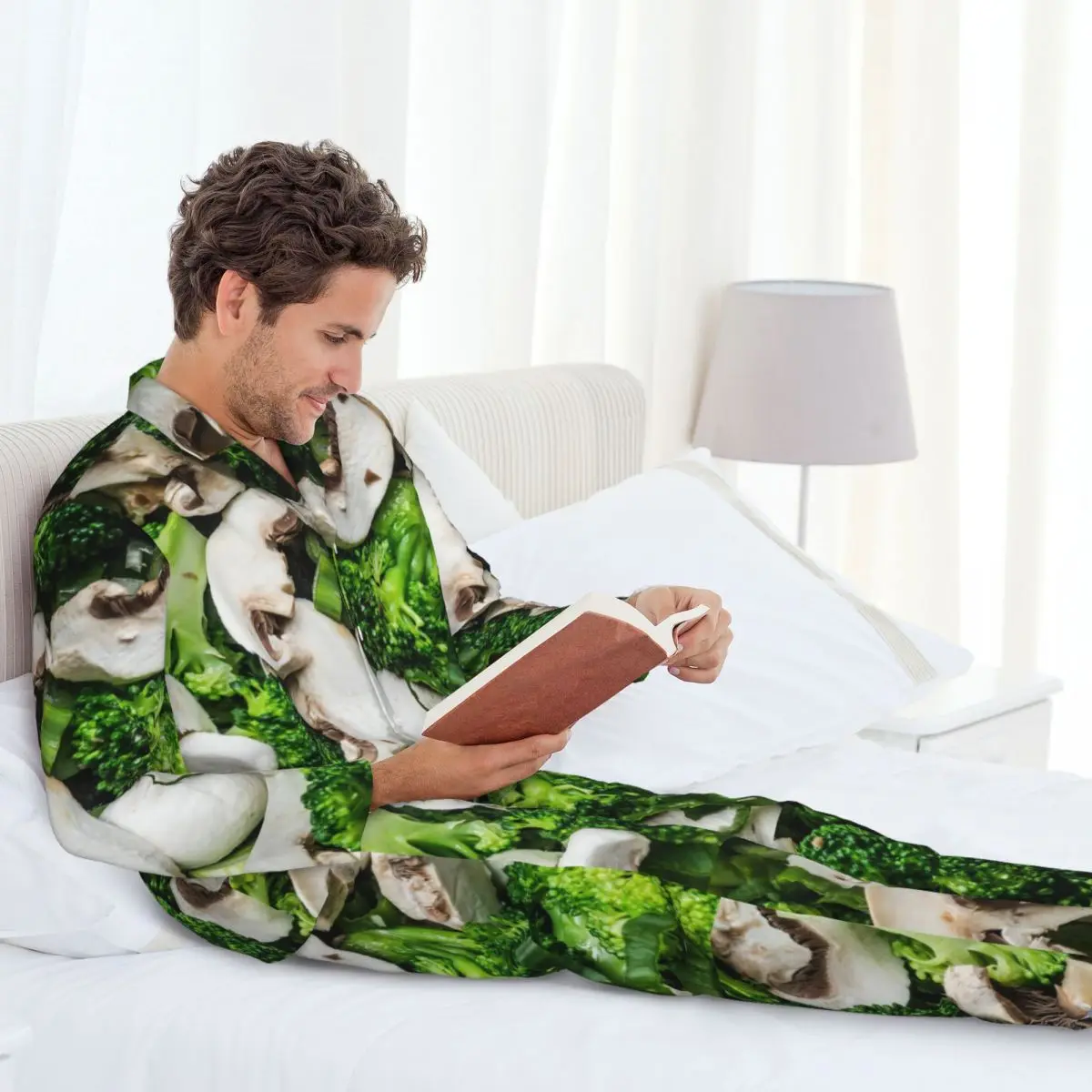 Costumes de brocoli à manches longues pour hommes, pyjamas pour la maison, chambre plus lente, automne et hiver