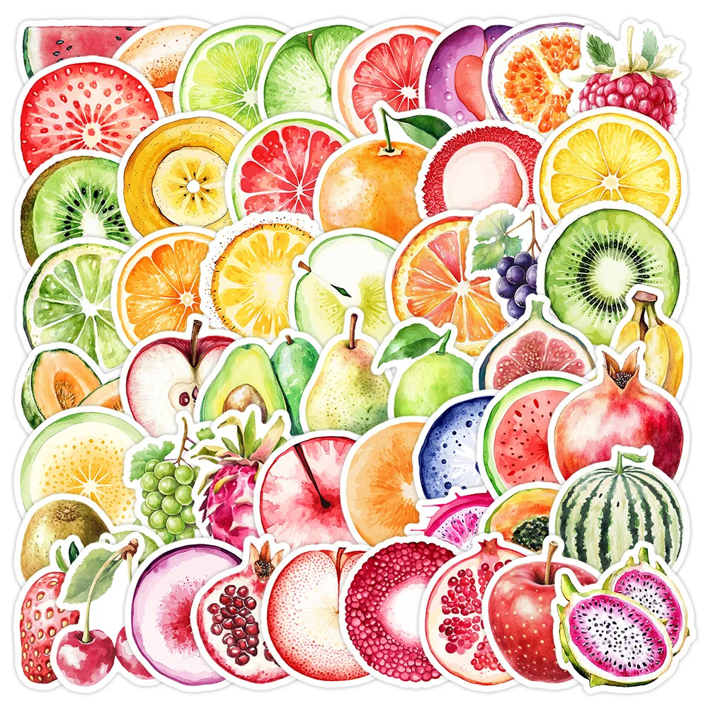 50pcs Fruits Graffiti Stickers Cute Watercolor Graffiti Sticker Cartoon DIY Skateboard Phone Case Laptop Waterproof Cool Sticker