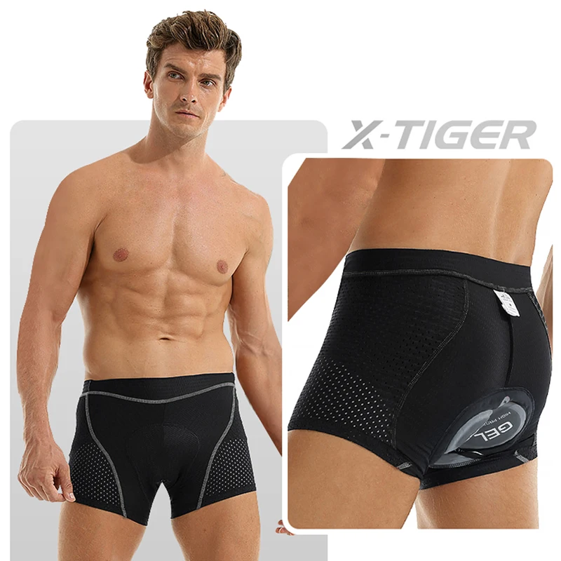 X-TIGER-Roupa Interior Masculina, MTB Boxer, Shorts de Ciclismo de Estrada, Equipamento Amortecido, 5D Gel