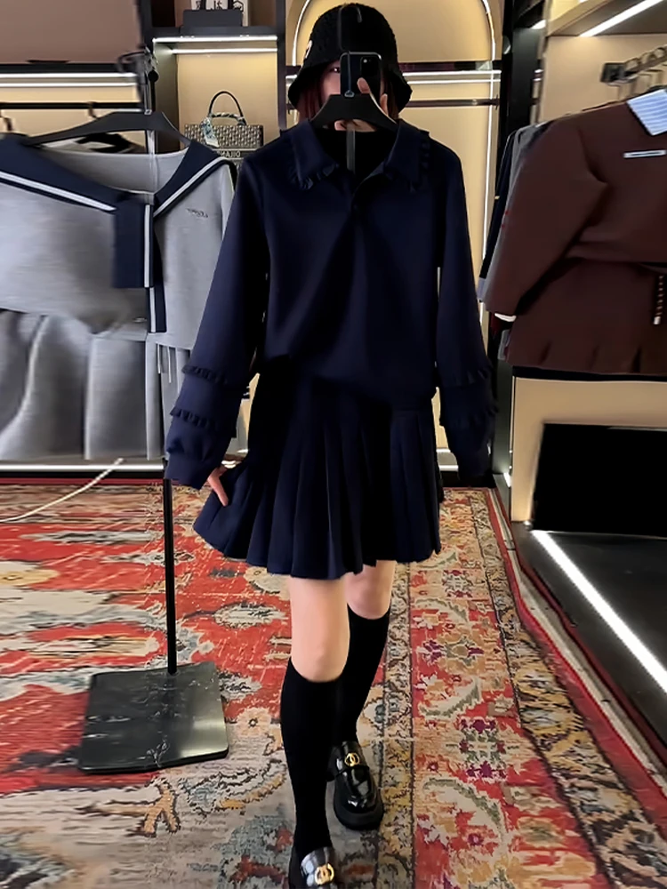 Sli Uniek Ontwerp Dames Lange Sve Sweatshirt Rok Set Herfst Nieuwe Collectie Afslanken Mooie Tweedelige Casual Faion