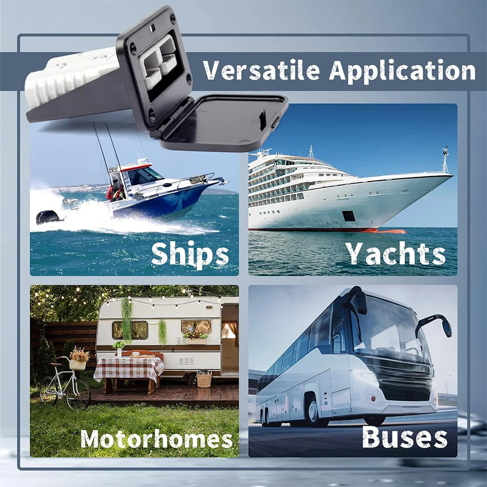 50A Plug Mounting Panel With Dust Cover Compatible With SB50 Series Connectors For Ship Yacht RV Passenger Car Panel Socket
