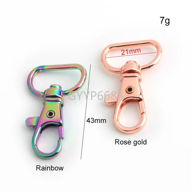 10-100PCS Hot Selling Style 8 Colors Metal Snap Hook Iridescent Rainbow Trigger Swivel Eye Bolt Hook For Leather Craft Bag Parts