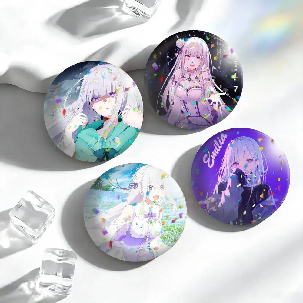 Re Zero-O Emilia  25mm 32mm 44mm 58mm 75mm Brooches Badges Pins for Accessories Gift