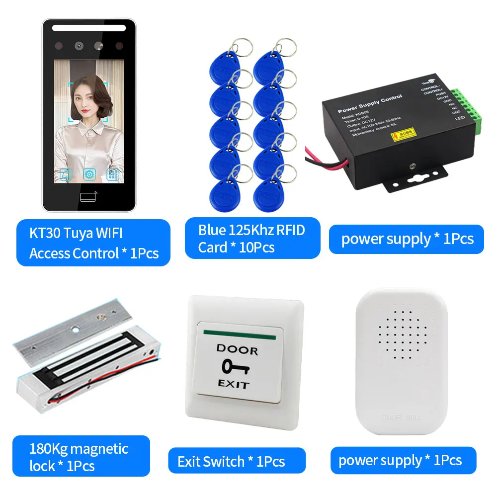 Waterproof Tuya Wifi Facial Biometric Time Attendance Machine Electronic Lock Kits Face Recognition Device Clock Recorder Reader