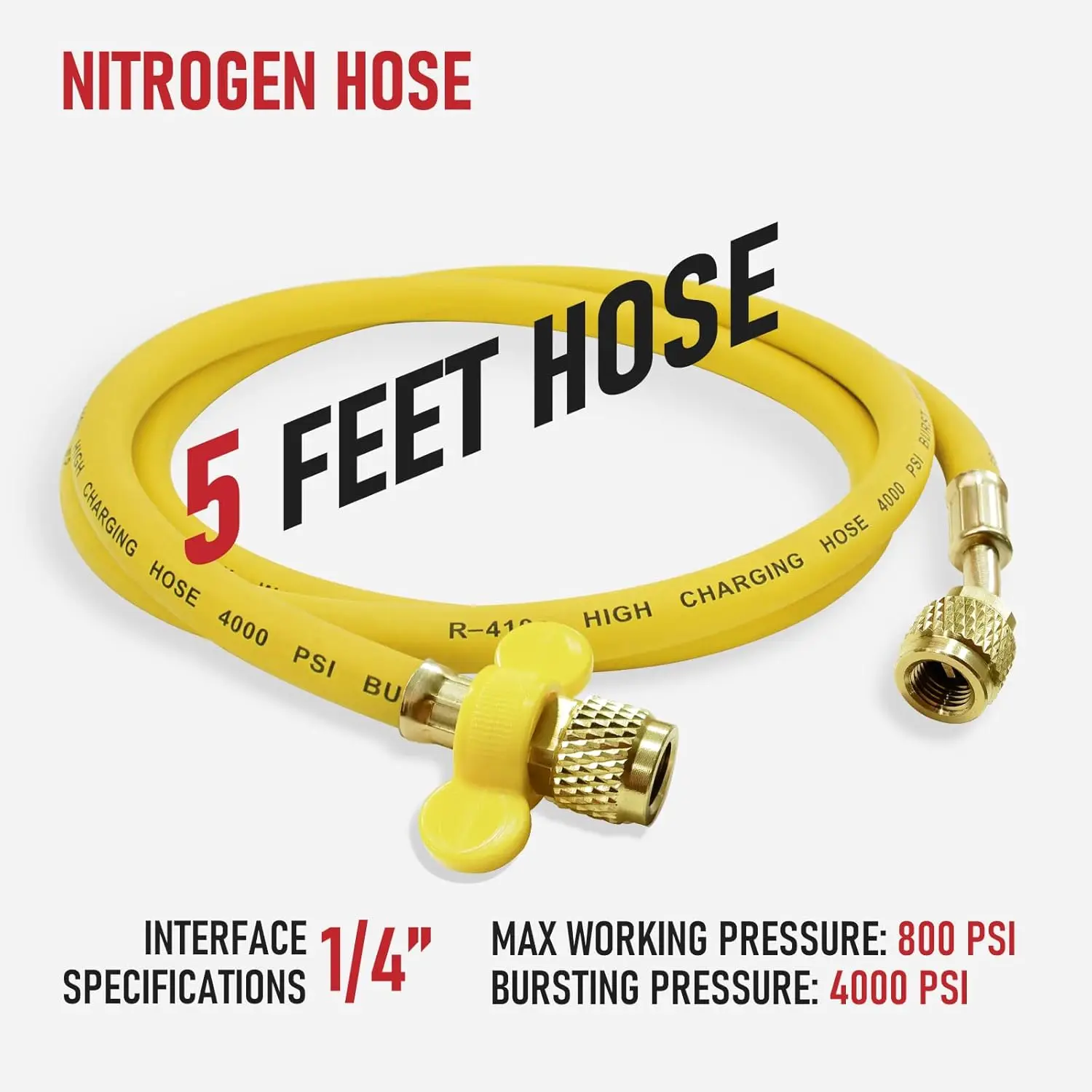 High-Pressure Nitrogen Regulator with CGA580 Inlet, Adjustable 0-800 PSI Output, Brass Fittings for HVAC and Refrigeration