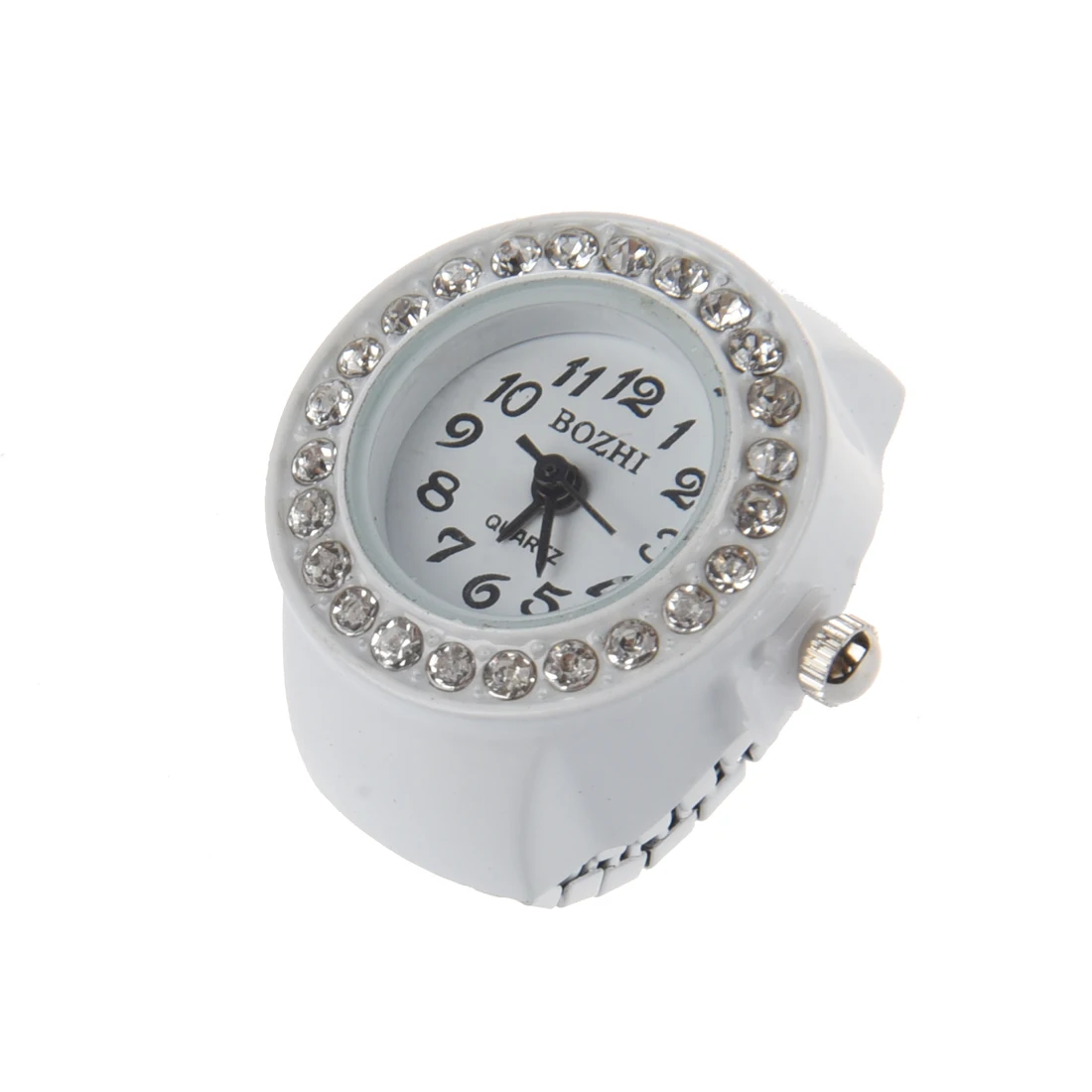 

AB7-Finger Ring Watch Chic White Rhinestone For Ladies