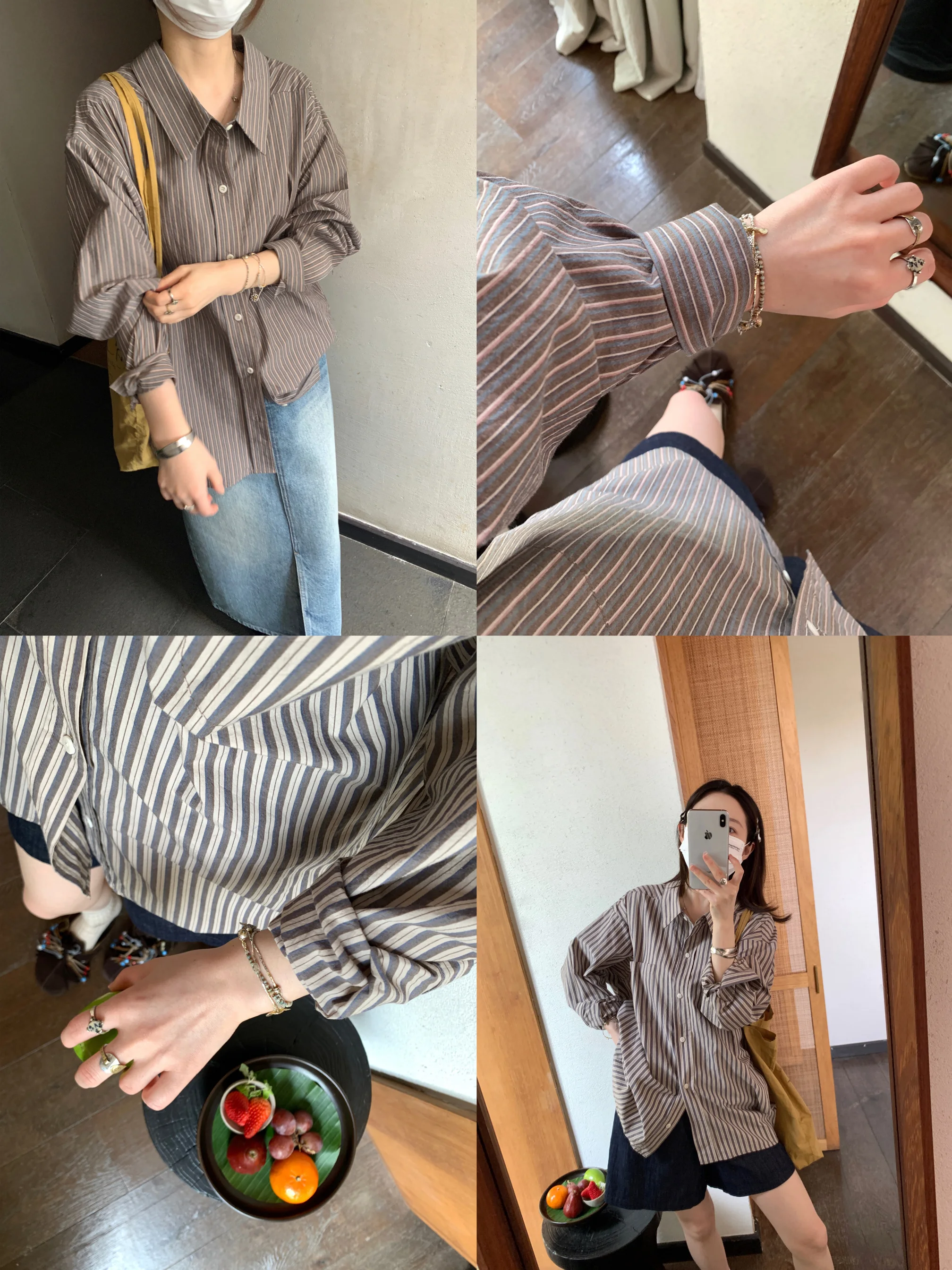 

Женская хлопковая рубашка свободного кроя с коротким рукавом, в полоску, в японском стиле, винтажная, весна 2025, модный топ Motzu