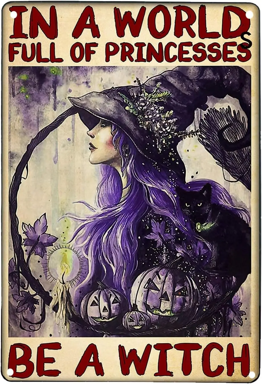 Licpact Witch Room Decor Aesthetic Witch Witchcraft Sign Girl in A World Full of Princesses Be A Witch Halloween Living Dec sign