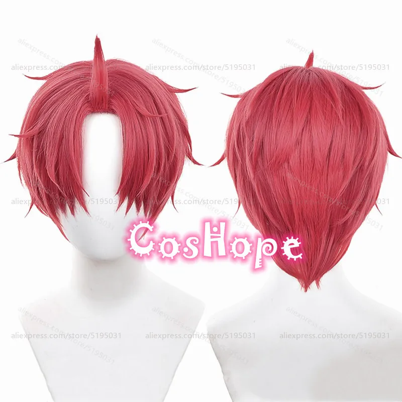 Jiji Cosplay Wig Jin Enjoji 30cm Short Red Wig Cosplay Anime Heat Resistant Synthetic Wigs for Adult Cos Party Halloween