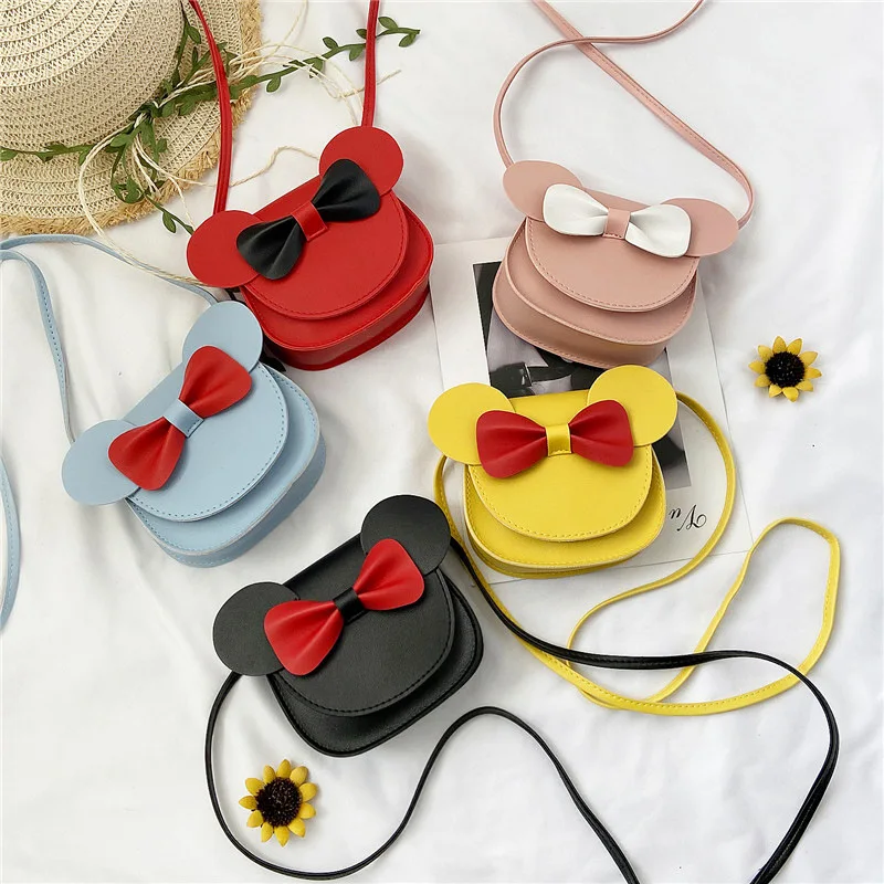 Cute Child Purse Women's Girl Cartoon Crossbody Bag Cute Mouse Ear Bowknot Handbag Fashion Designer Ladies Shoulder Bags