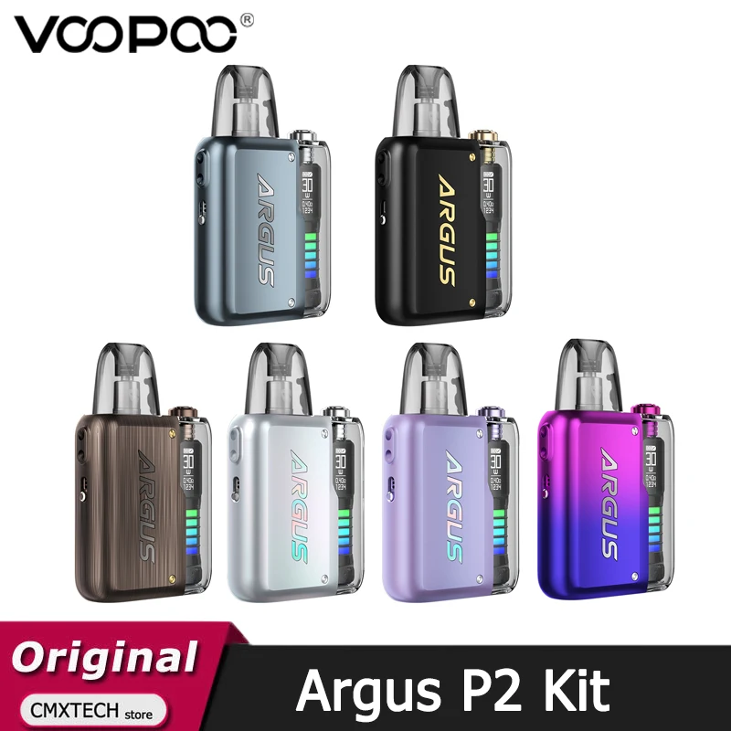 السجائر الإلكترونية الأصلية VOOPOO Argus P2 Kit 30W Pod Vape 1100mAh Battery 2ML ARGUS Top Fill Cartridge 0.4/0.7ohm Vaping