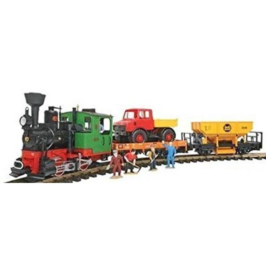 

Freight G Scale Starter Set with Sound - 120 Volts for outdoor railway modeling, durable plastic and metal construction, gray a