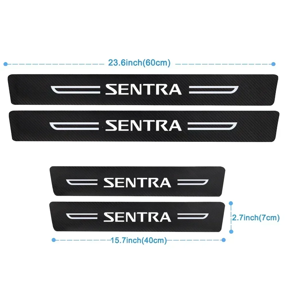 Car Front Rear Door Bumper Protect Decals Decoration for Nissan Sentra Badge Door Sill Scuff Plate Film Carbon Fiber Stickers
