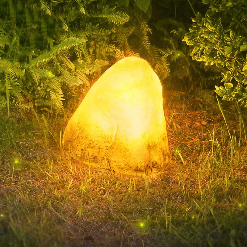 Outdoor Fiberglass Luminous Lawn Light Landscape Simulation Stone Park Lawn Decorative Light Eco-Friendly Garden Lighting
