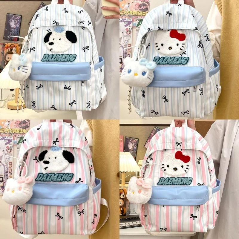 

Cartoon Hello Kittys Backpack All-Match Boy Girl School Bag Light Go Out Leisure Bags for Woman Ita Bag Canvas Large Capacity