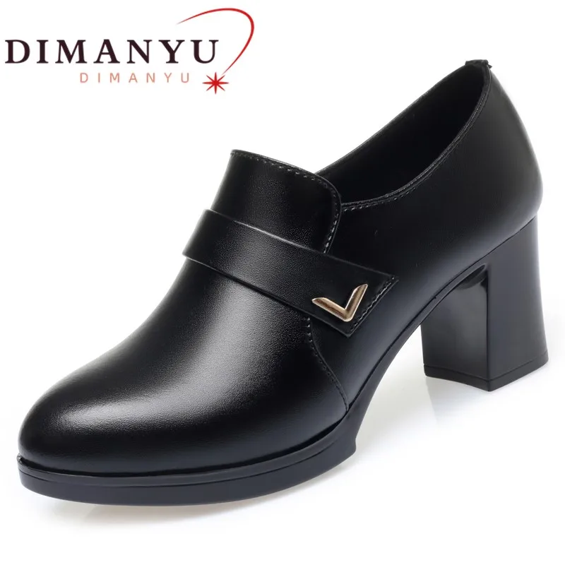 

DIMANYU Dress Shoes Women Large Size 41 42 Spring New Genuine Leather Shoes Women High Heels Platform Office Shoes Ladies