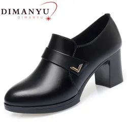 DIMANYU buty wyjściowe damskie duże rozmiary 41 42 wiosenne nowe oryginalne skórzane buty damskie buty na wysokim obcasie platformy buty biurowe damskie