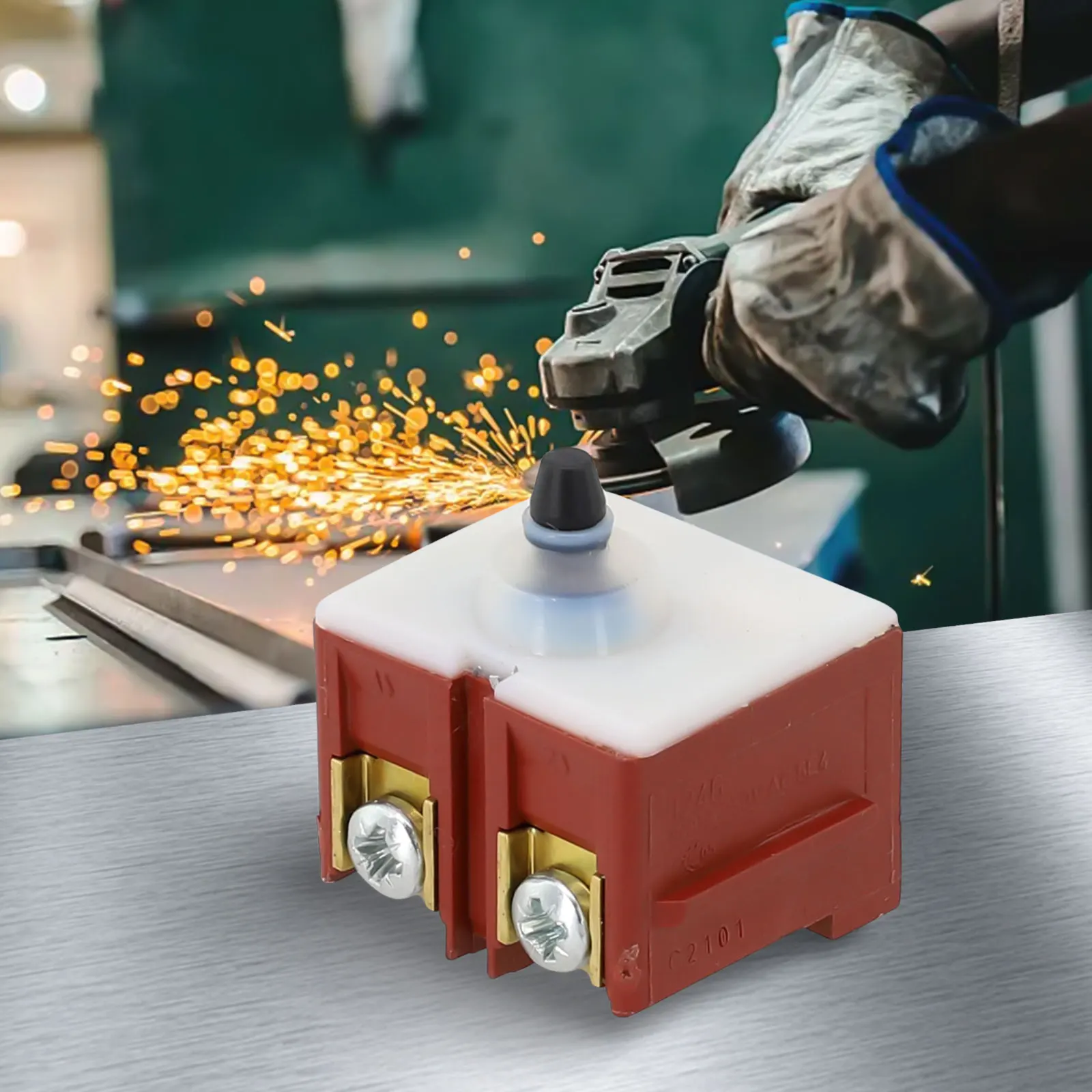 Interruptor de Esmerilhadeira 945614-02 para Série D28114 D28143 D28111 D28000 Peça de Reposição para Esmerilhadeira Angular Componente de Metal e Plástico Vermelho