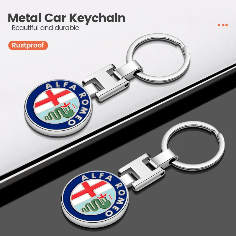 1Pcs Car Logo Keychain For Alfa Romeo Giulia Stelvio Giulietta 156 159 147 Mito Tonale Brera GT Metal Keyring Key Accessories