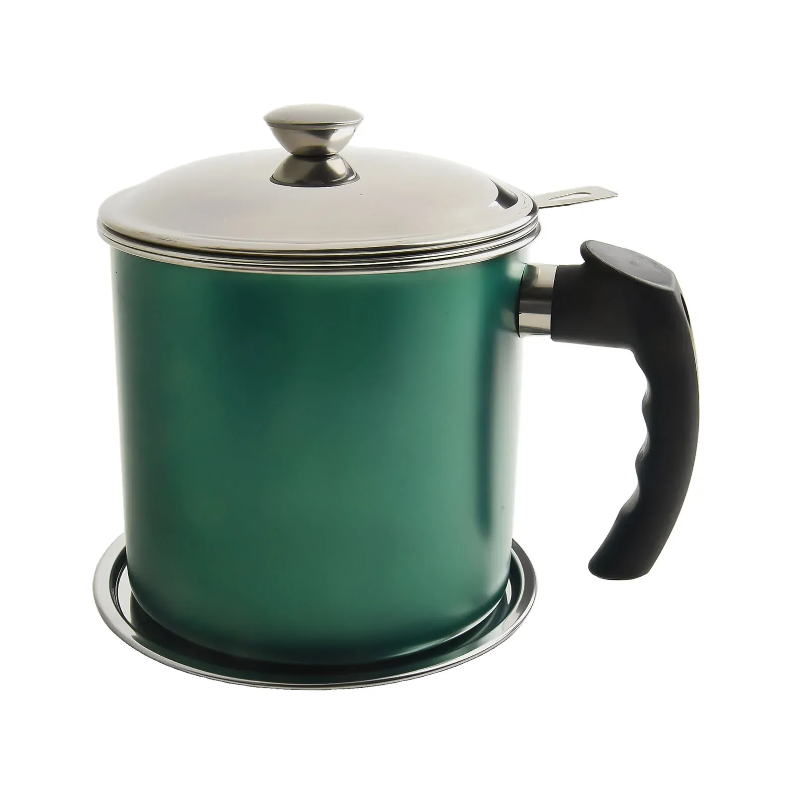 Grease Strainer With Lid Stainless Steel Oil Pot Easy To Clean Fine Mesh Filter Humanized Handle Rust-Resistant
