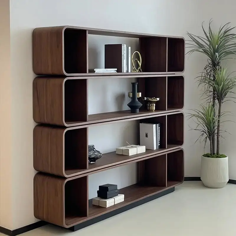 خزانة كتب جديدة من الخشب الصلب على الطراز الصيني ممتدة من الأرض حتى السقف دراسة الجوز الأسود الراقية رف كتب بسيط لغرفة المعيشة متعدد الطبقات