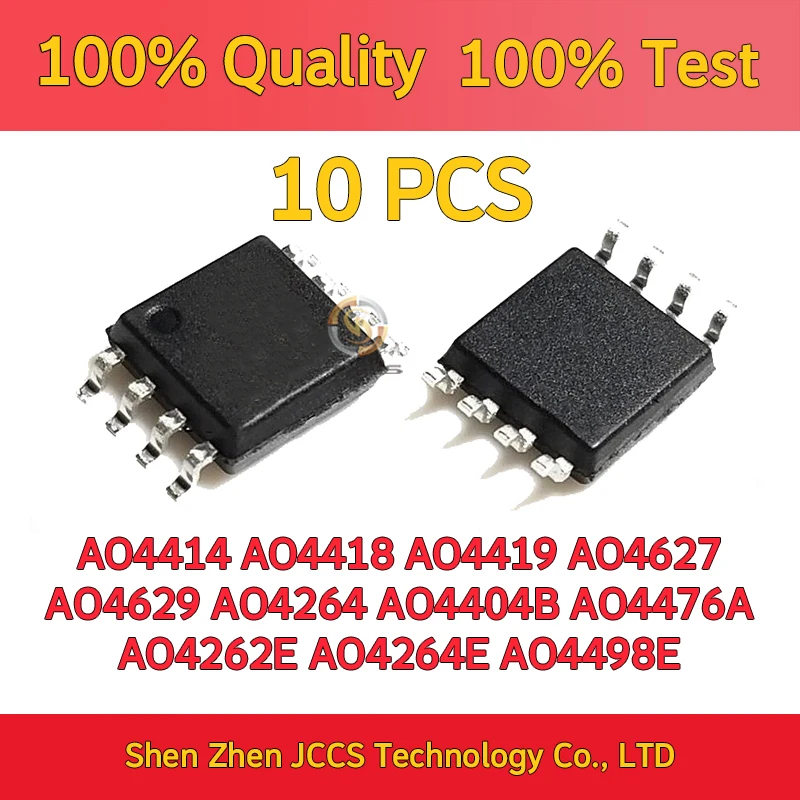 10pcs AO4414 AO4418 AO4419 AO4627 AO4629 AO4264 AO4404B AO4476A AO4262E AO4264E AO4498E sop-8 Chipset 100% New