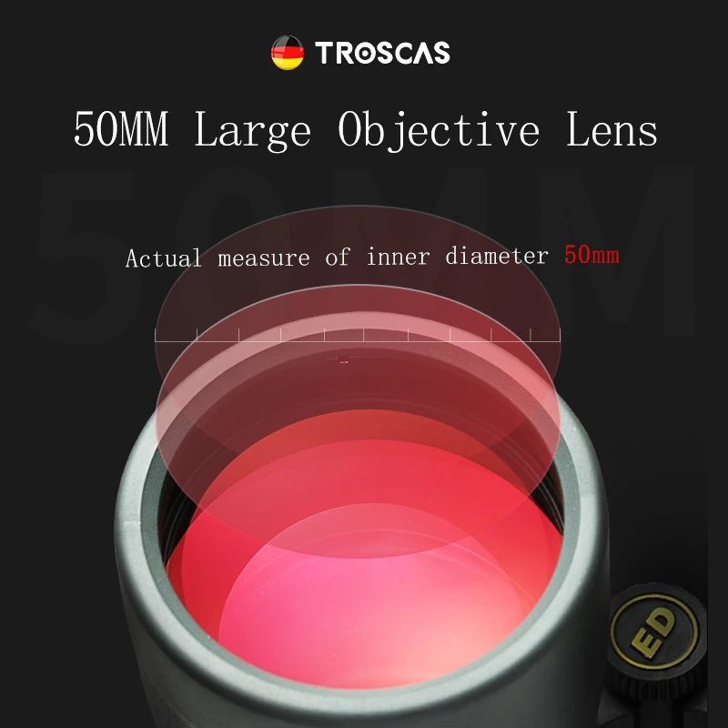 TROSCAS 10X50 12x50 ED Lens Binoculars IPX7 Waterproof Nitrogen-filled Super-Multi Coating Powerful Telescope For Birdwatching