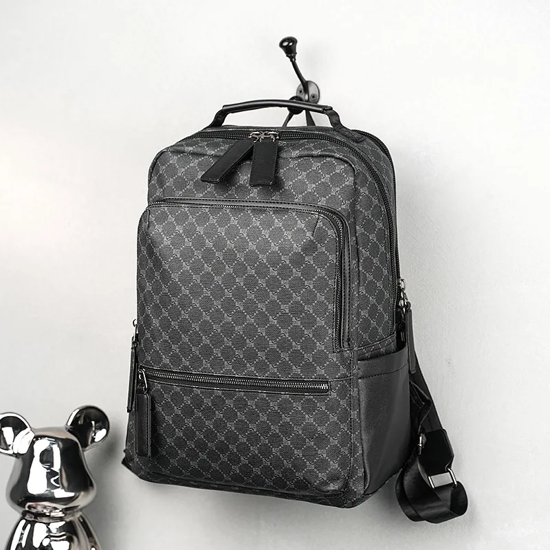 Mens Lightweight Business Casual Backpack Waterproof Nylon Laptop Compartment College Student Bag Trendy Versatile Travel