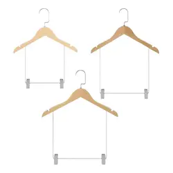 Solid Wood Suit Hangers Underwear Bra Clothespin with Adjustable Metal Clips Space Saving Hanger Pants Organizer Clip Hangers