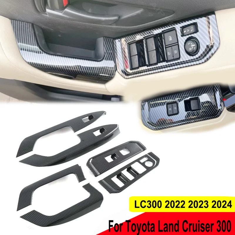 

For Toyota Land Cruiser 300 LC300 2022 2023 2024 ABS Door Armrest Window Lift Button Switch Cover Armest Panle Trim Accessoires