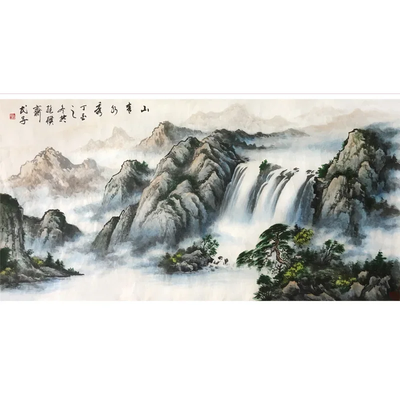 

Pure hand painted, landscape painting, used for home furnishing, clubs, office calligraphy and painting