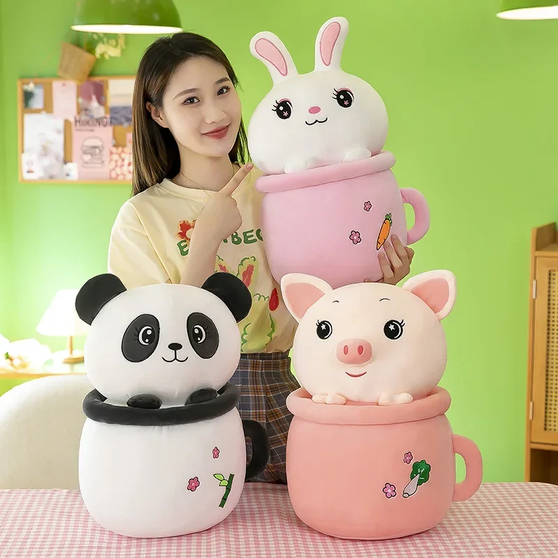 New Car-mounted Three-in-one Air Conditioning By Children Nap Blanket Cartoon Cute Panda Milk Tea Cup Pillow Quilt Dual-use Gift