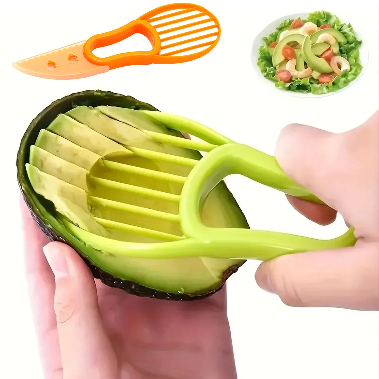 Rebanador de aguacate multifuncional 3 en 1, Color verde naranja, accesorios para el hogar, cocina, Camping, herramientas, cortador, rebanador de frutas