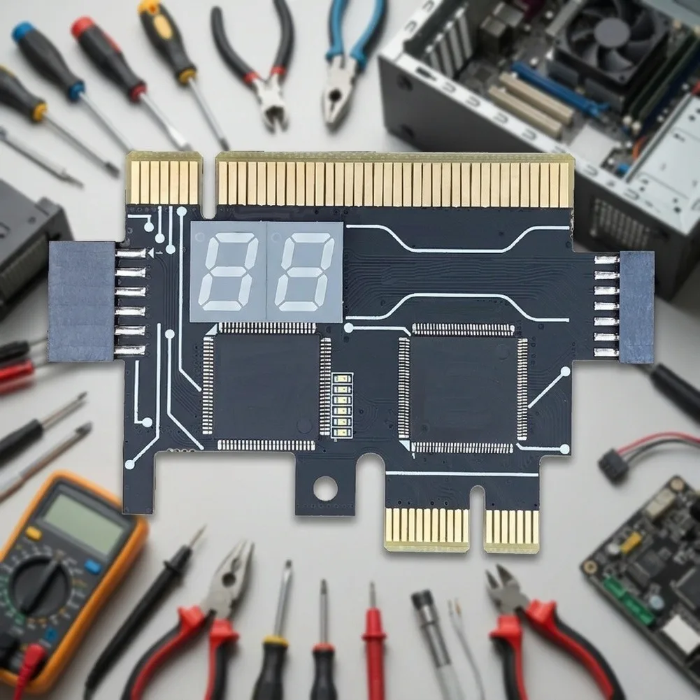 PCI Diagnostic Card with Compact 78 x 51.8mm Size Black PCB for Easy Installation in For Desktop and for laptop Systems