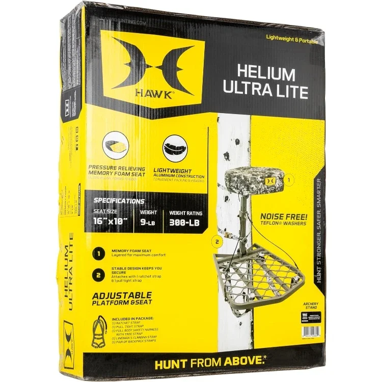 Helium Ultra Lite Hang-On Stable Lightweight Aluminum Big Game Bow Hunting Tree Stand with 20