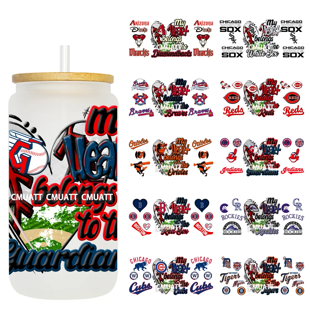 

Sports Bassball 16oz UV DTF Cup Wrap Transfers Stickers Decorate Mugs Beer Can Customized Drink Bottle