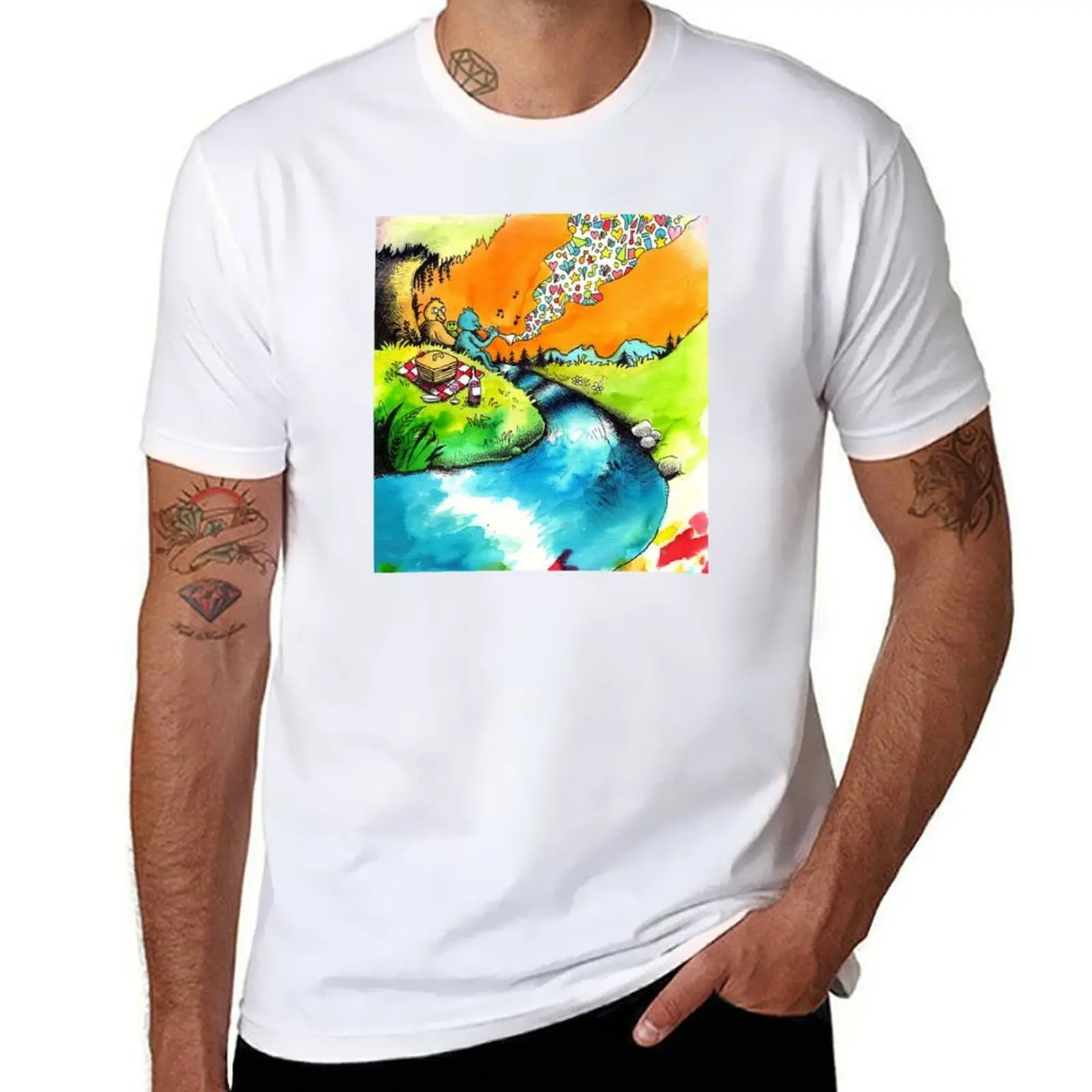 

By A Stream T-Shirt cotton tshirt 100% t shirt man casual T-Shirt