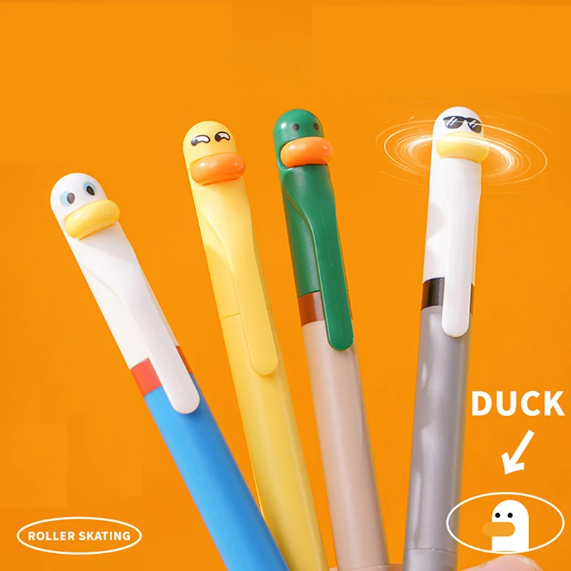 Juego de bolígrafos de Gel giratorios divertidos y bonitos, bolígrafos de escritura de oficina con diseño de pollo negro de 0,5mm, 4 Uds.