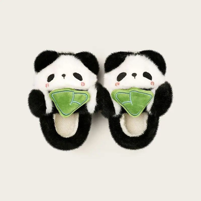 

New lovely panda slippers women furry home shoes winter fuzzy room slipper woman thermal indoor warm mules shoe female slipper