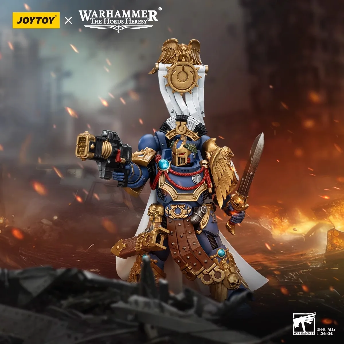 JOYTOY Warhammer Action Figures 1/18 Ultramarines Legion Praetor with Power Sword and Volkite Serpenta Model Toy Boy Gifts