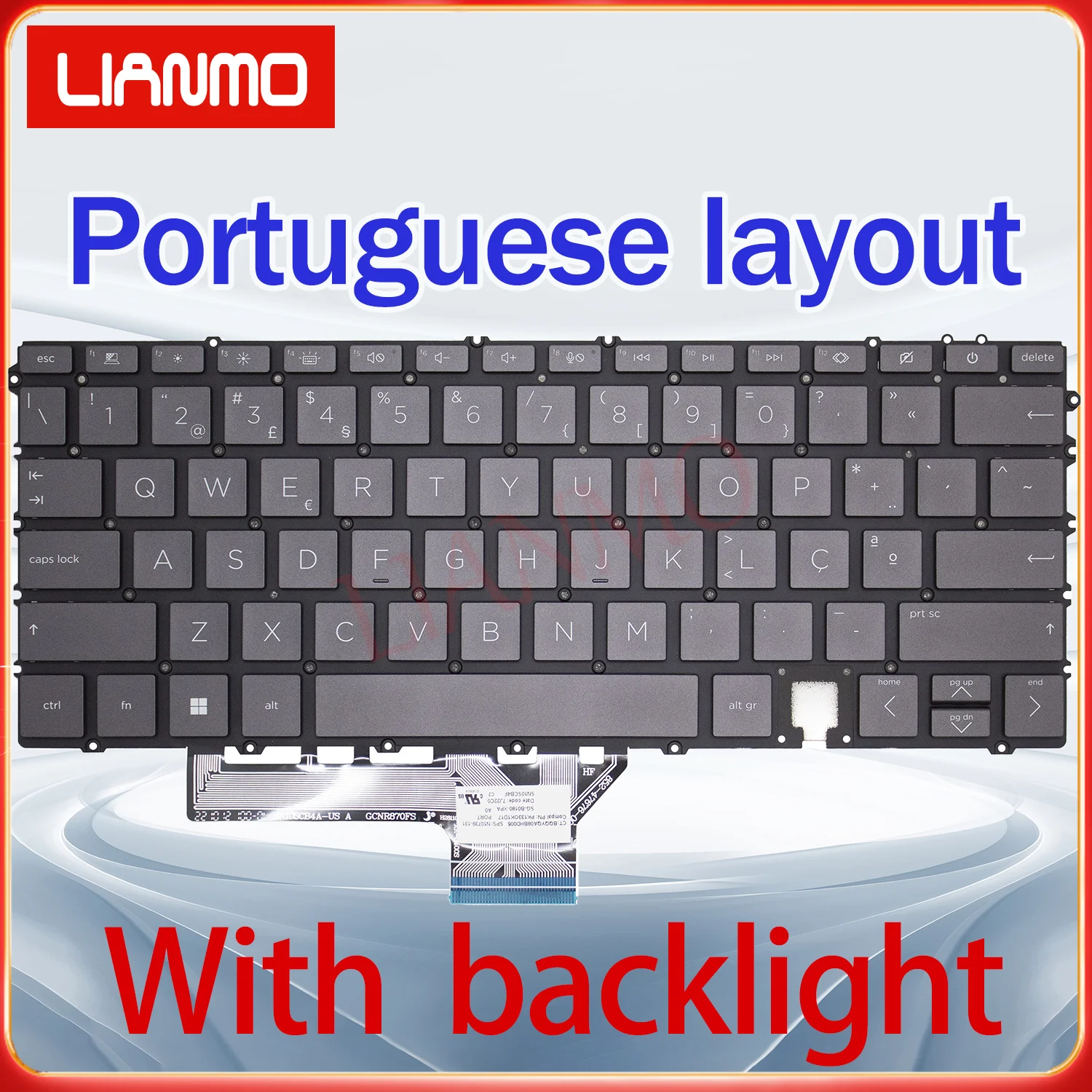 Diseño de teclado retroiluminado japonés/checoslovaco/coreano/nórdico/portugués para HP Spectre x360 2-en-1 14-EF TPN-C155 14-ef0018na