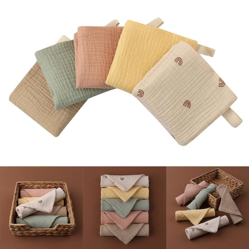 

5pcs Baby Infant Towel 23x23cm Muslin Towel Handkerchiefs Two Layers Wipe Towel 2 Layer Gauze Washcloths