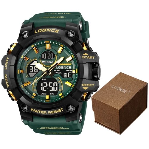 Nuevo reloj LOQNCE 98007 para hombre para ti, relojes resistentes al agua hasta 50M, calendario de movimiento de alta calidad, banda luminosa de silicona con caja