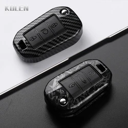 ABS Carbon Fiber Car Key Case Cover For Peugeot 208 301 307 308 508 2008 3008 5008 Expert For Citroen C3 C4 C5 Cactus C6 C8 Fob