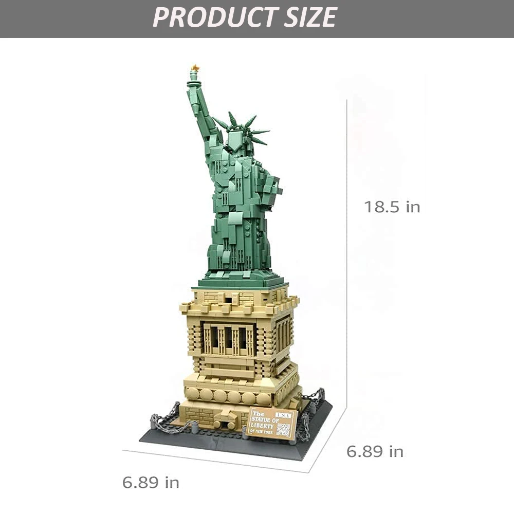 1685 Pieces Architecture Statue of Liberty Large Collection Building Set Model Gift for Kids and Adults Compatible 21042