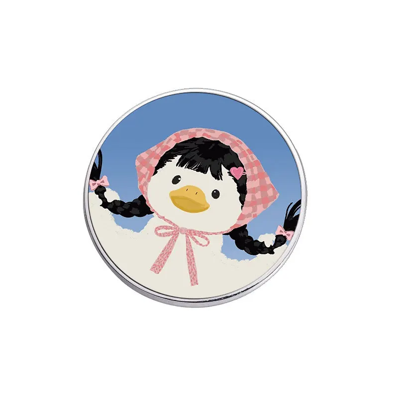Cartoon Fried Duckling Metal Brooch Dough Twists Braid Duck Badge Schoolbag Cute Pink Plaid Headband Dress Decoration Pin