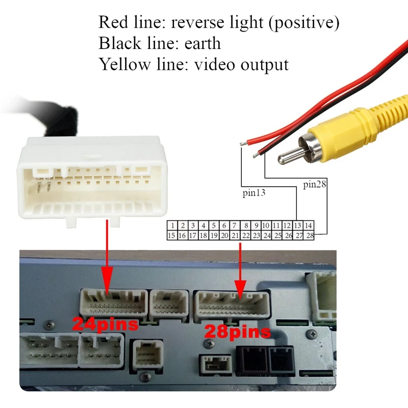 2X 24 Pin Car Camera Adapter Connector Wire Reversing Camera To GPS Head Unit Cable For Toyota Kluger RAV4