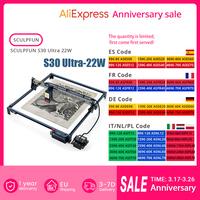 SCULPFUN S30 Ultra 22W Laser Engraving Machine 600x600mm Automatic 32Bit Air-Assisted Motherboard & Nozzle With Laser Repair Kit