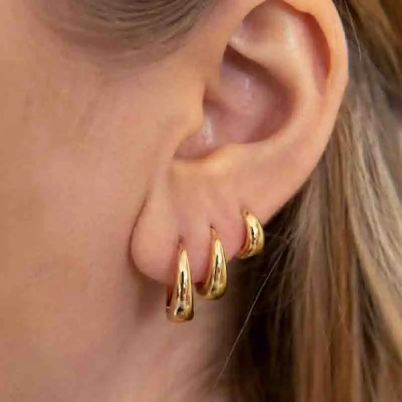 3 Pairs Set Fashion Gold Color Circle Drop Earrings For Women Metal Earing Jewelry 2026 Trending Men Rock Punk Hoop Earrings